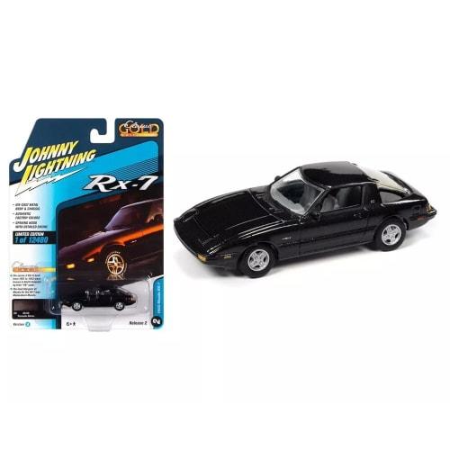 

Johnny Lightning 1/64 Mazda RX-7 1982 Black with Opening and Closing Hood Diecast Car