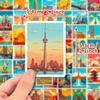 50 World Landmarks Oil Paintings Wind World Famous Architectural Signs Stickers Travel City Stickers Fever