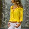 Women Elegant Solid Chiffon Blouse Spring Summer Casual Long Sleeve V Neck Loose Shirt Office Lady Tunics Oversized Tops