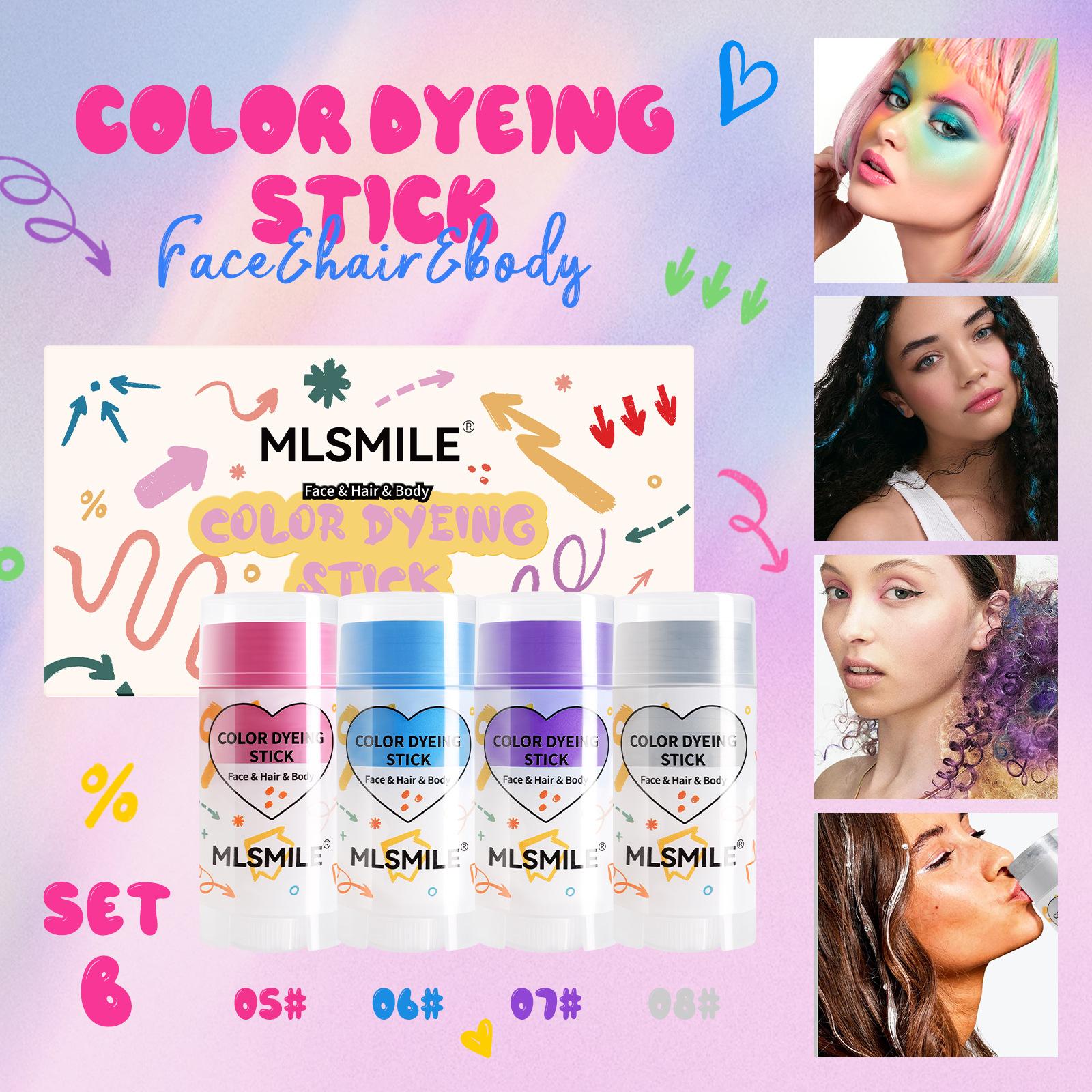 

MLSMILE4 Упаковка для лица Граффити-карандаш для волос и тела Многофункциональный цветной карандаш для окрашивания макияжа для вечеринок 15g*4