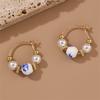 Fashion Blue and White Porcelain Pendant Charm Romance Gold Plated Stainless Steel Women Zircon Gifts