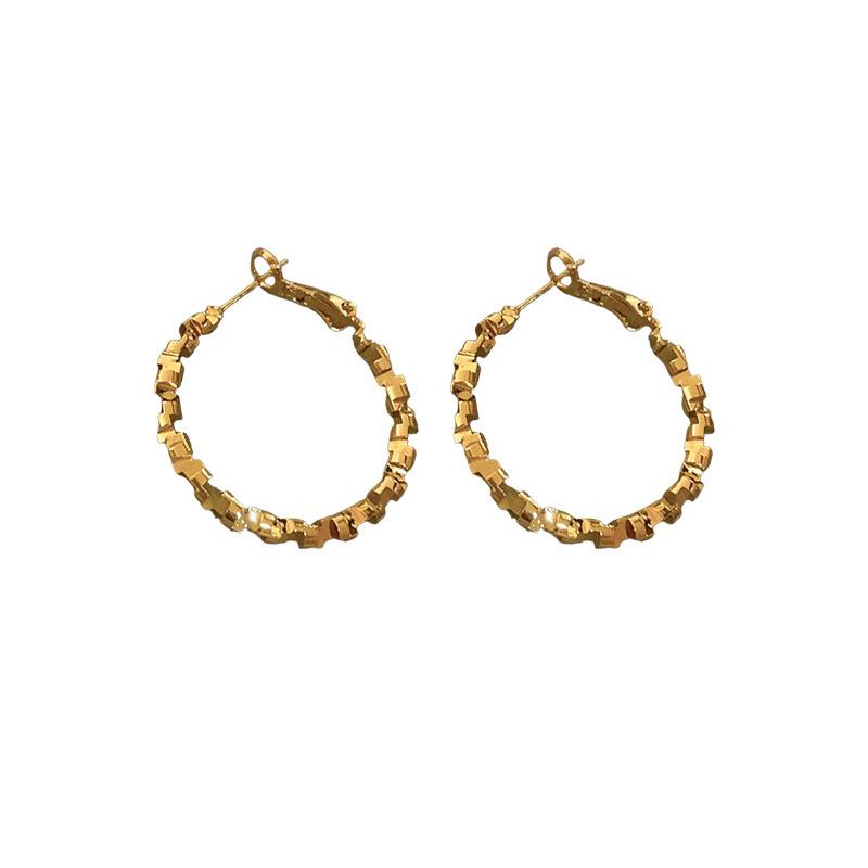 New Sequins Irregular Hoop Earrings Gold Color Metal Round Circles Women's Loop Earrings Rock Style Small Earrings brincos