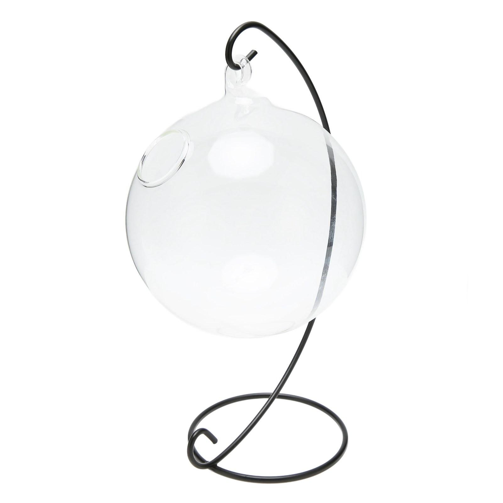 Большой стеклянный подвесной аквариум-шар 15 см, Прозрачный подвесной аквариум-шар со стойкой для украшения, Миниатюрный водный пейзаж