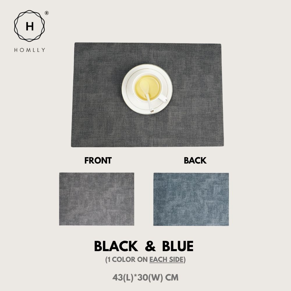 Homlly Monii Double Color Leather Waterproof Heat Resistance Table Placemats (X4PCS) Black & Blue  X4