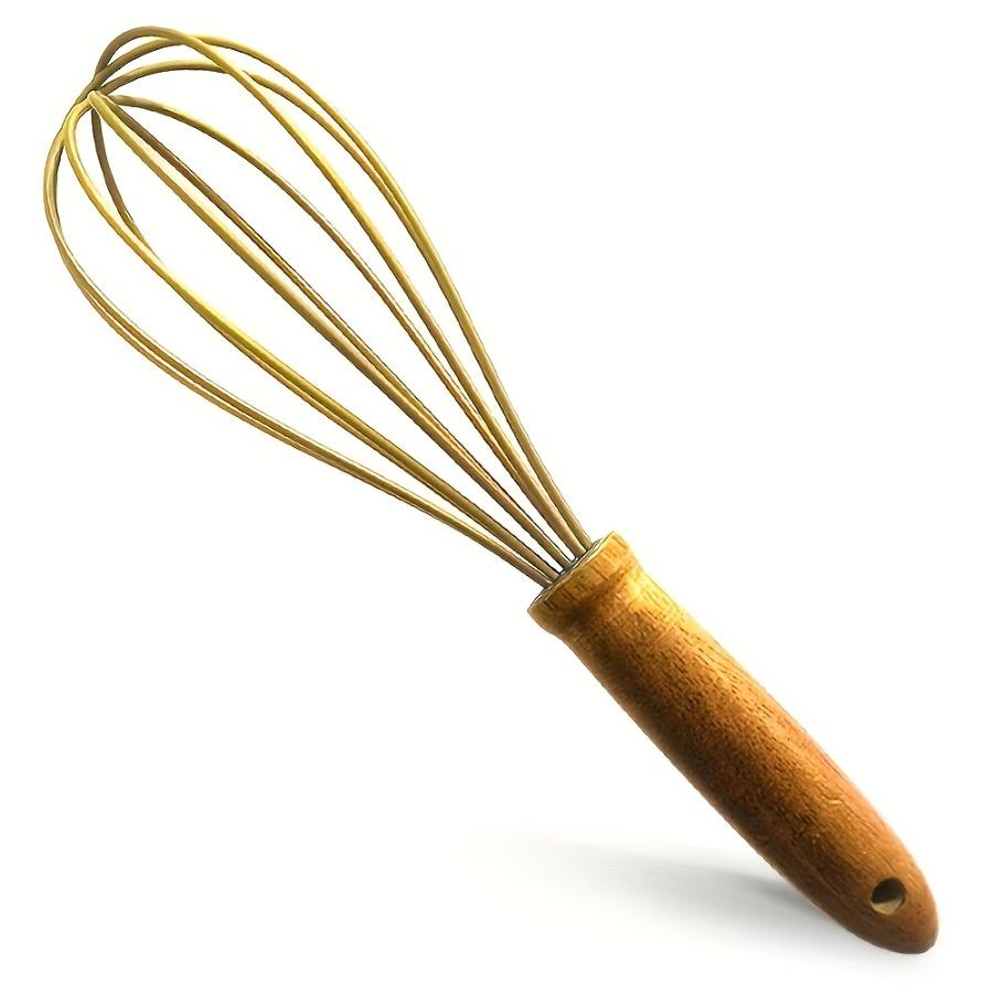 Silicone Egg Whisk with Walnut Wooden Handle, Heat Resistant Cooking Utensils for Blending Whisking Beating Stirring Cooking Backing