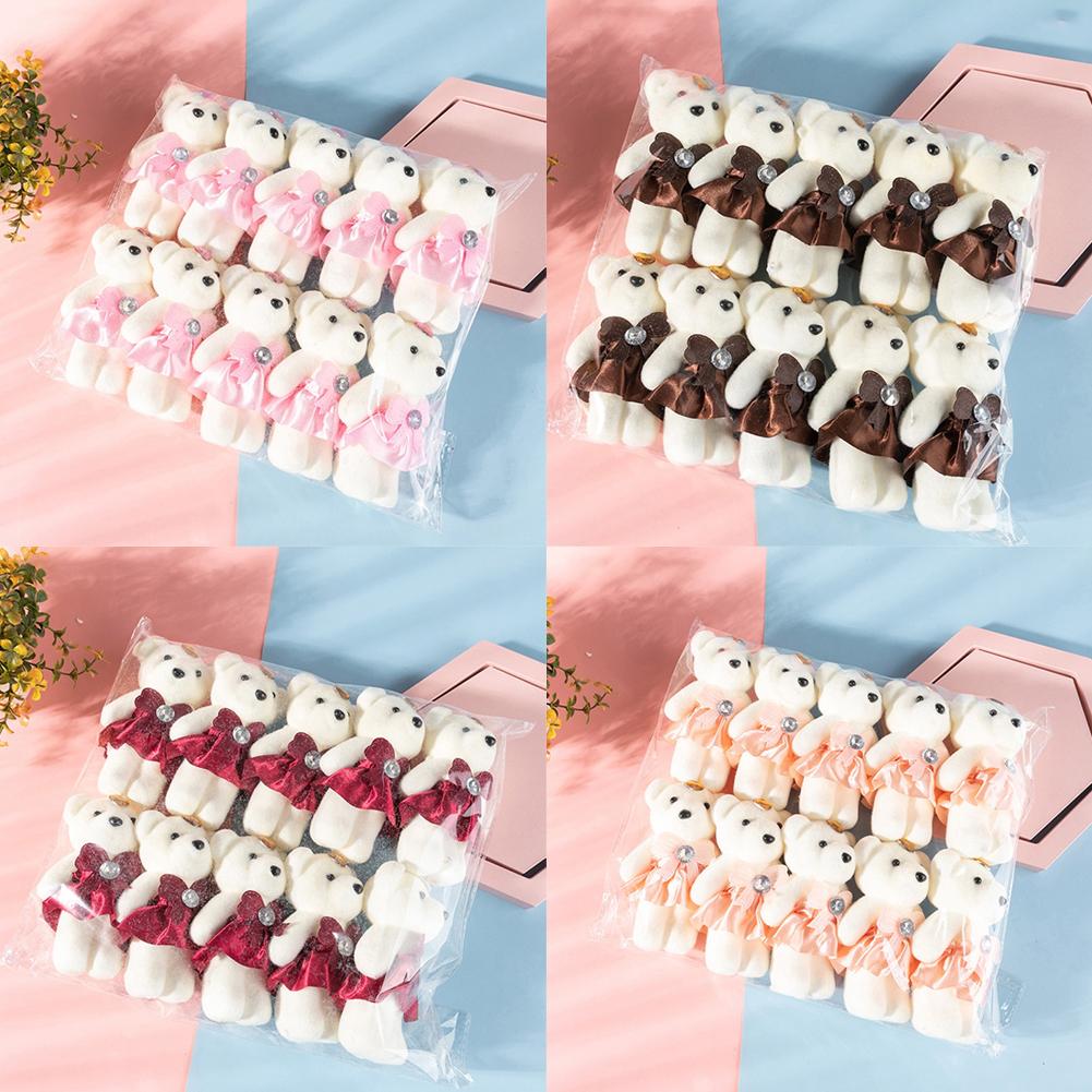 10Pcs 12cm Cute Bear Flower Bouquet Dolls Toy Cartoon Doll Bouquet Graduation Birthday Wedding Party Decoration