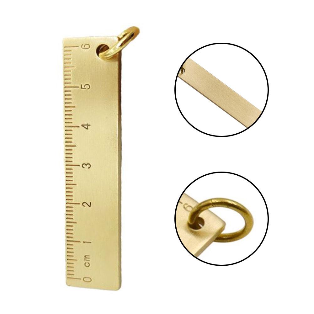 Measuring Tool Ruler Drafting Supplies Brass Copper Key Pendant Metal Number Plate Small Straight Ruler Thickening