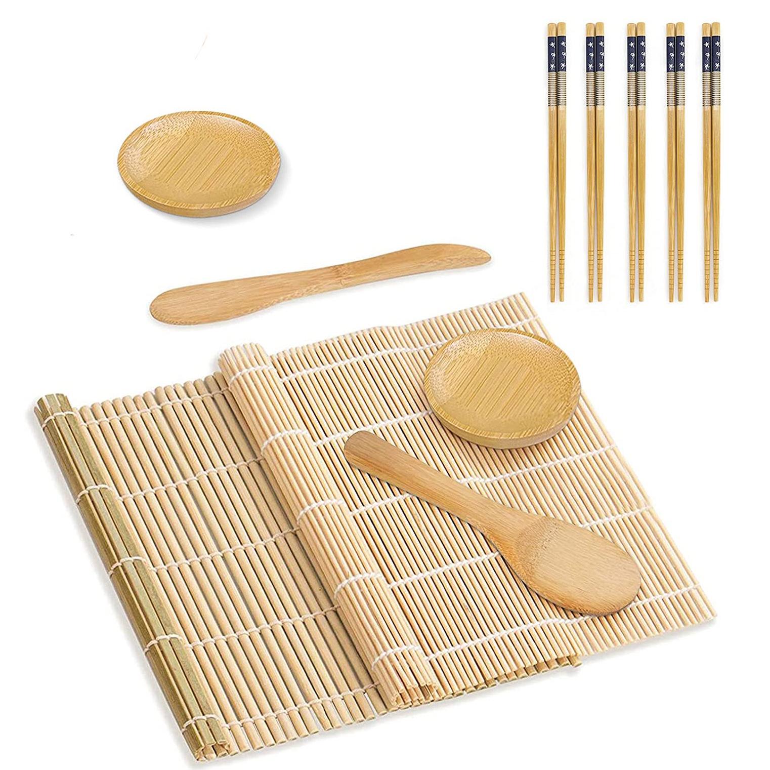 

UNTIOR Sushi Making Kit All-in-One Bazooka Roller Set with Bamboo Rolling Mat DIY Onigiri Rice Paddles Tools Japanese Sushi Tool