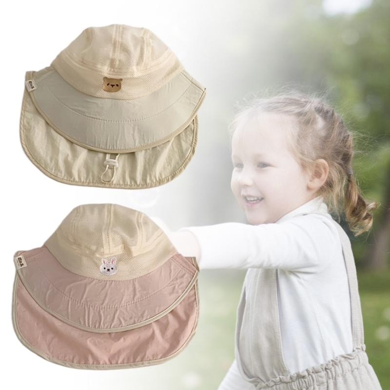 Baby Fisherman Hat Quick Drying Kids Mesh Bucket Hat Toddler Sun Protective Fisherman Hat Neck Flap Hat Child Accessory