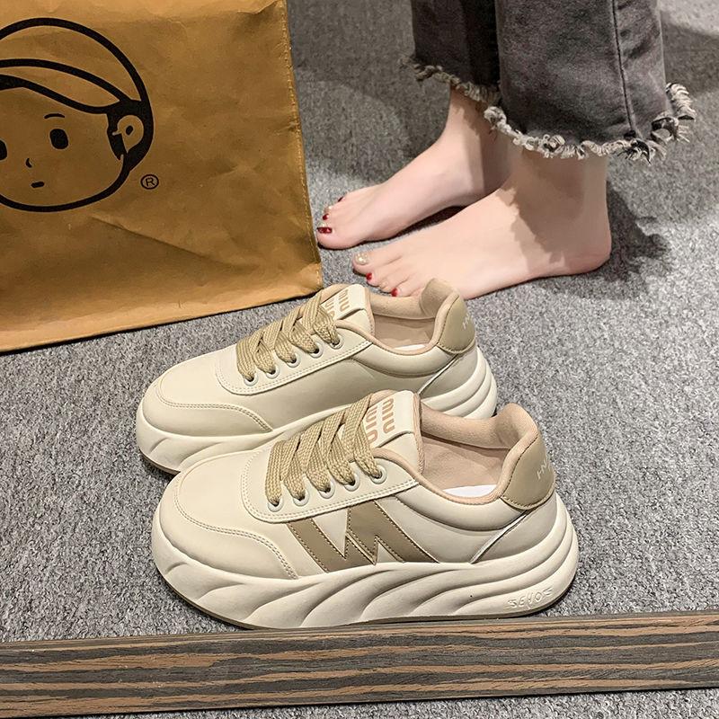 Korean Version of the Popular Little White Shoes Women's Summer 2025 New Thick-soled Lace-ups Ins Trendy Sports and Leisure Versatile Board Shoes