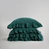 Bedding set 220x200 100% CREASTED COTTON with ruffles, dark green