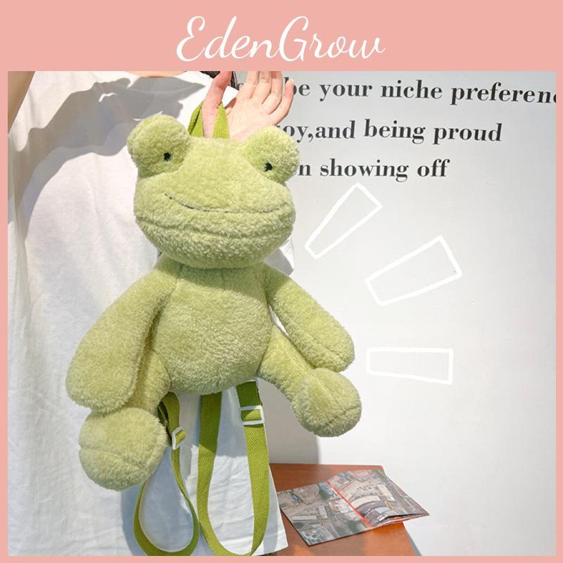 Green Adorable Frog Plush Backpack Cartoon Girl Bag For Gift Giving Use Everyday