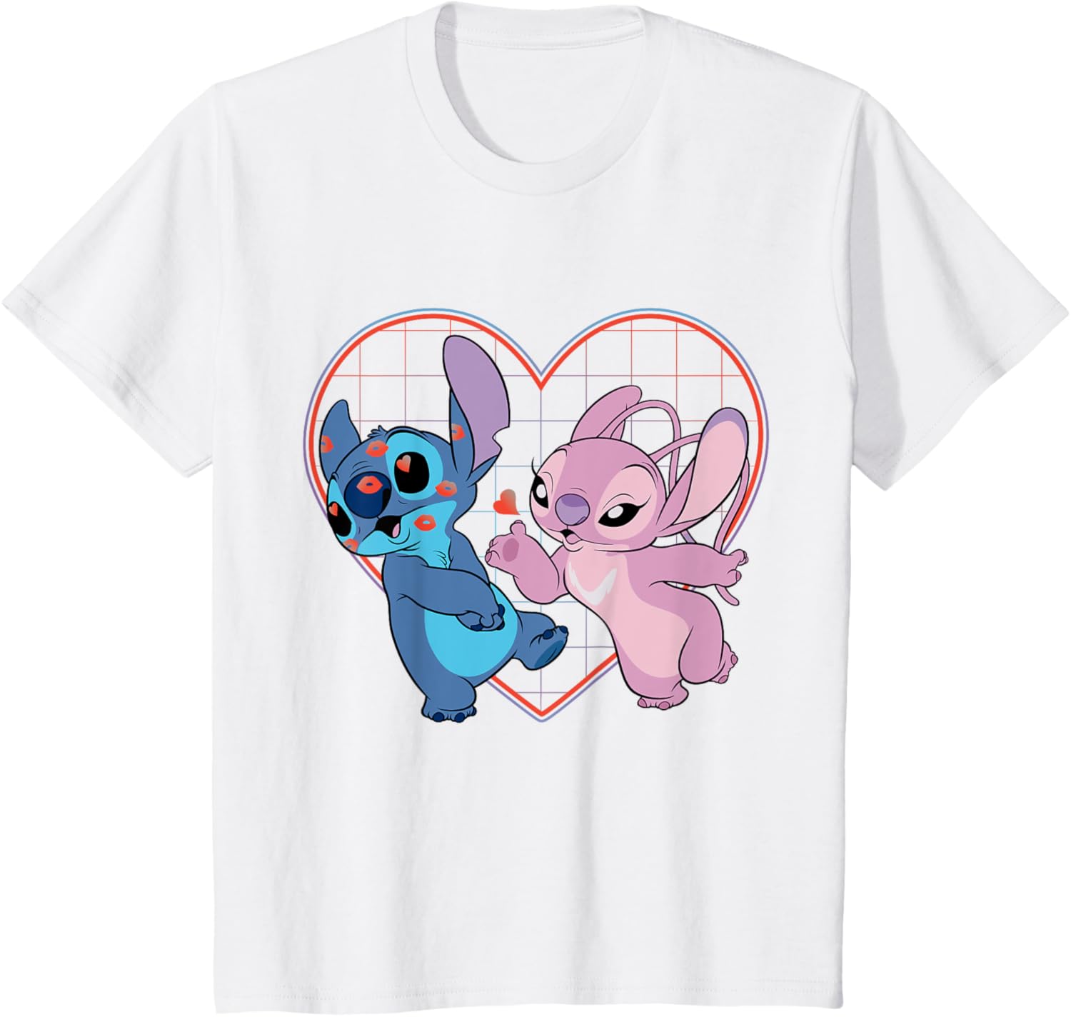 Disney Lilo and Stitch Angel Heart Kisses Fashion Casual T-Shirt M