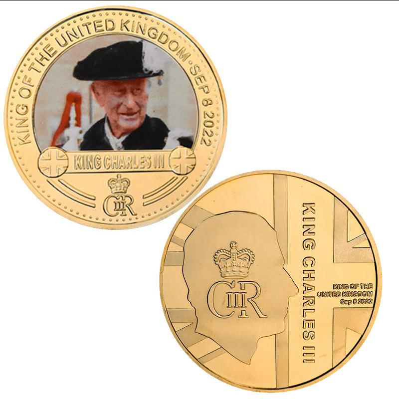 

British King Charles Commemorative Medal Metal Set Collection Decoration Coin Black