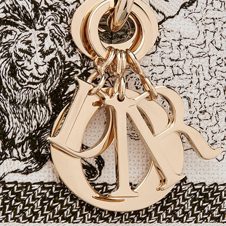 Dior Lady D Lite Embroidery Handbag, Shoulder Bag, Crossbody Bag, Handbag Medium Women's Milk White M0565ORHZ-M941