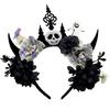 Dark Series Flower Hairband with Skull Decors For Women Girl Halloween Costume Party Role Playing Accessory Headpiece