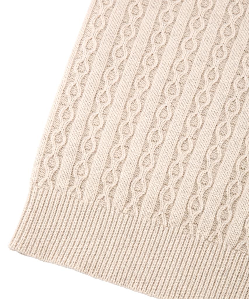 IL CORSO Wool Blend Cable Round Neck Knit Beige