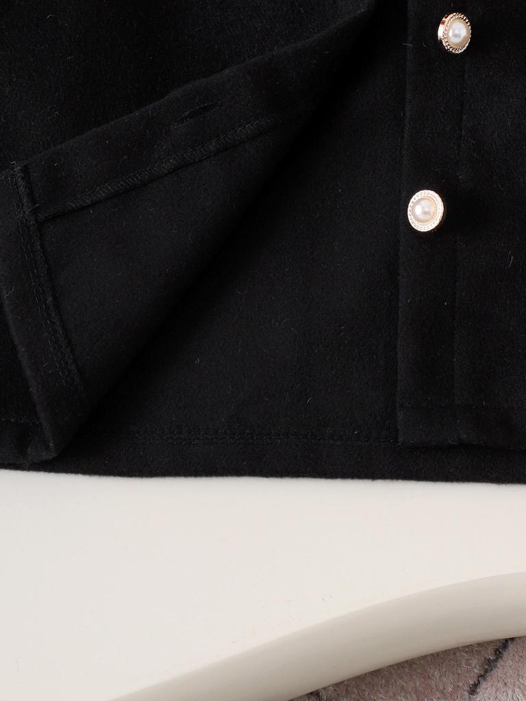 European & American Children's Clothing Set: Black Coat, White Shirt & Skirt for Girls