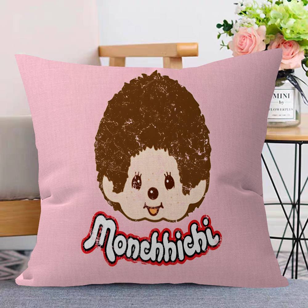 Anime M-Monchhichi Cushion Cover Car Throw Pillow Case For Sofa Car Christmas Gift 40x40cm 45x45cm