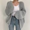 Thick Thick Needle Sweater Women's Autumn and Winter Coat Women's Lantern Sleeve Knitted Cardigan Solid Color Versatile Lazy Style