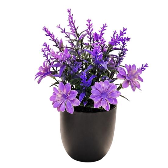 Simulated Lavender Potted Plant No Watering Maintenance-Free Faux Lavender for Indoor Decor Allergy