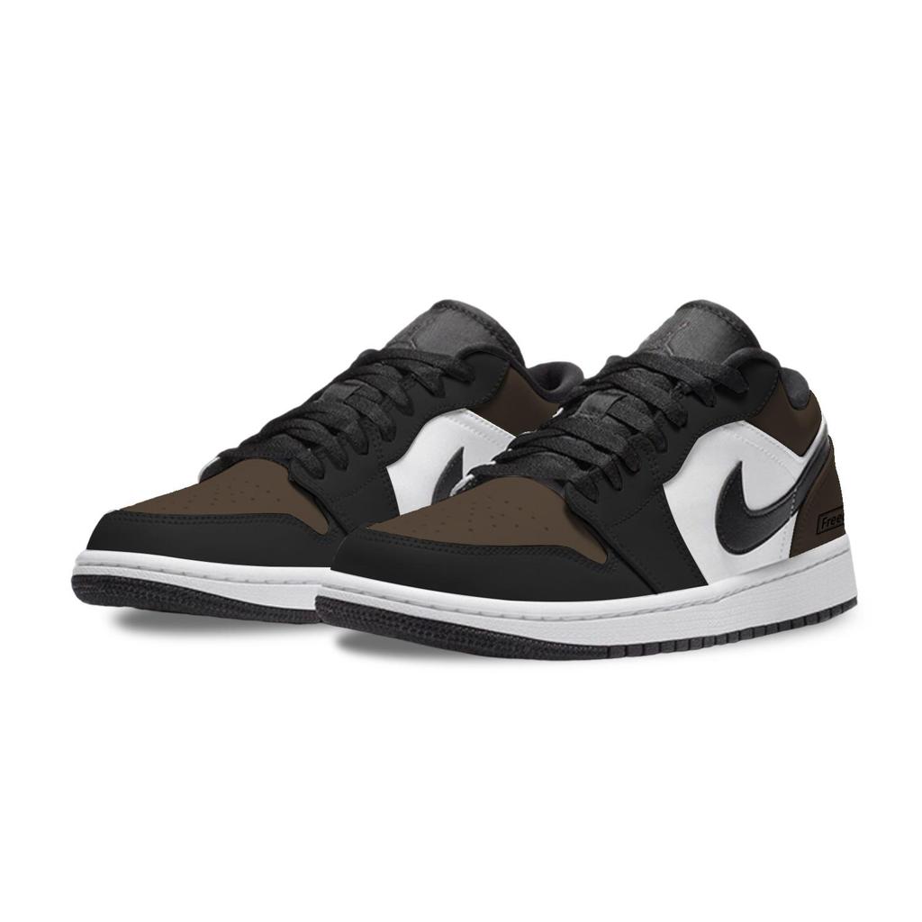 Jordan Air Jordan 1 Abrasion Resistant Abrasion Resistant Low top Vintage Basketball Shoes Unisex Black Brown 553558-165(Team701-F)