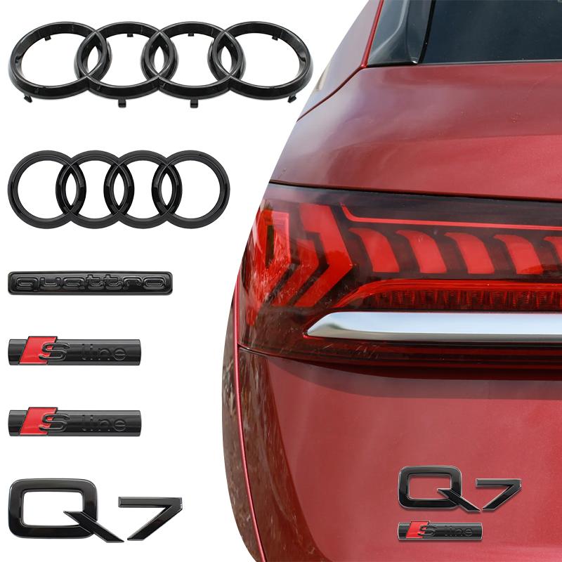 Audi Q7 Embelm Quarrto Sline Car Front Hood Grill Emblem Rear Trunk Badge Q7 2016-2023