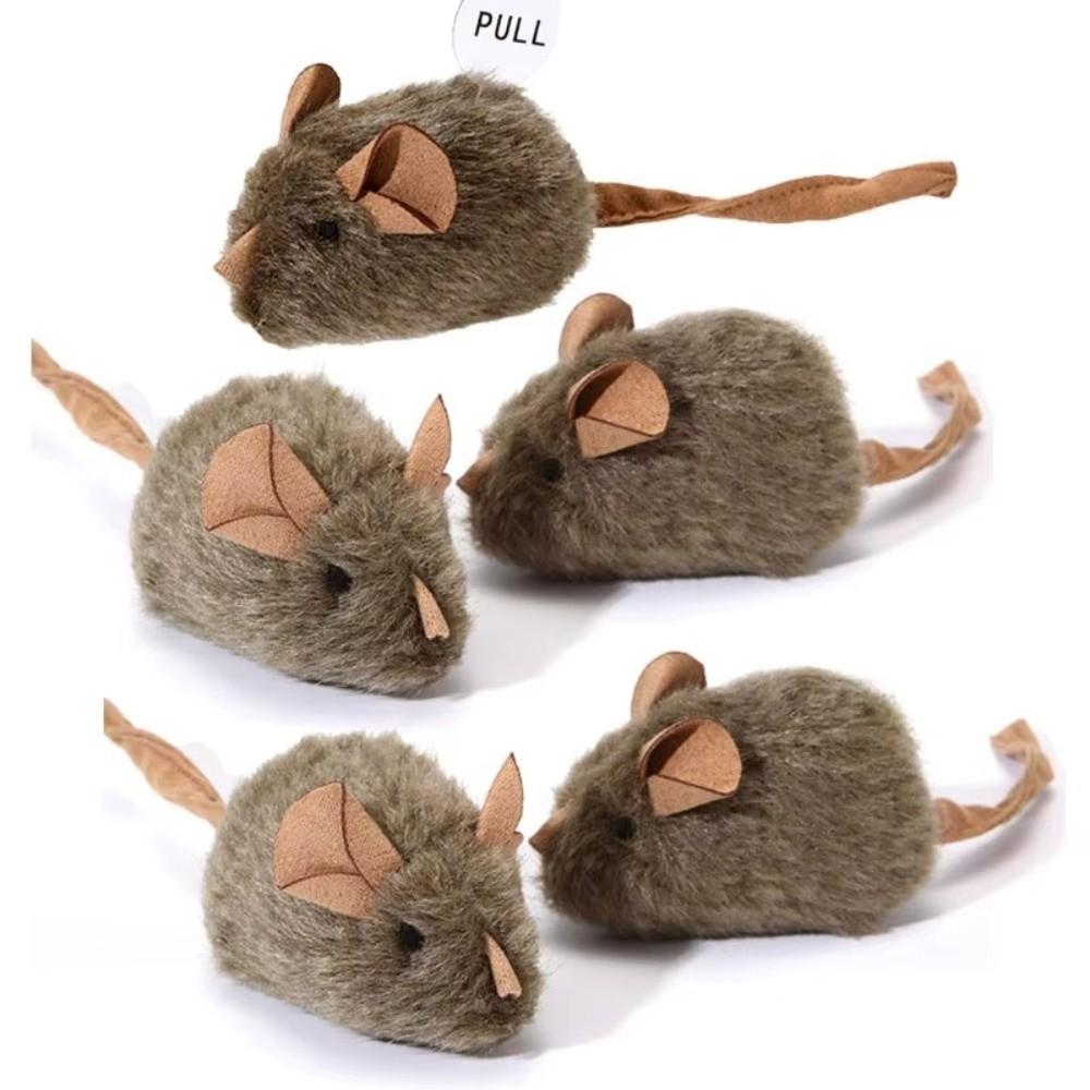 2PCS Funny Simulation Mouse Toy Automatic Squeaky Plush Kitten Toy Cat Teaser Wand  Indoor Play