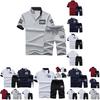 Completo T-shirt a collo alto con girocollo e pantaloncini da uomo, set comodo e traspirante per stile casual