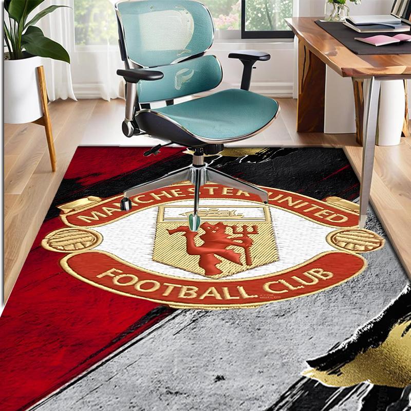 Manchester United F.C Pattern Rug, Indoor/Outdoor Mat, for Picnic, Gameroom, Bedroom, Office, Living Room, Home Decor Carpet, Birthday Gift