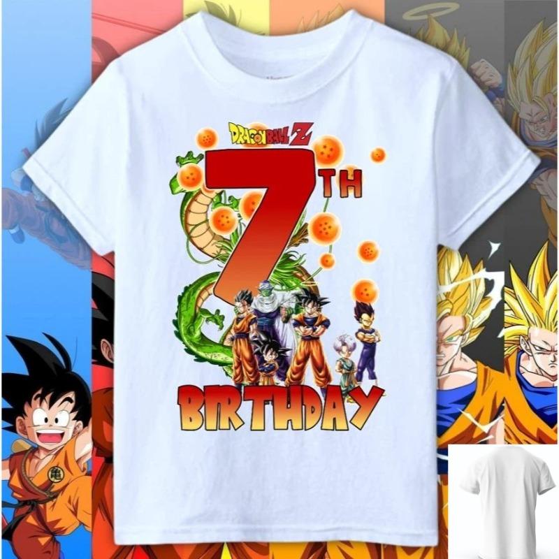 2026 Summer Dragon Ball Z Birthday Pure Cotton T-shirt for Boys and Girls Aged 0-12, Fashionable and Casual Y2K  Trendy Clothing 110