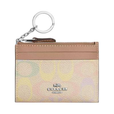 Skinny Id Case Zip Top Switch Signature Coated Canvas Faux Leather Card Holder Mini Women Card Holder Multicolor CDF92-SVSAS