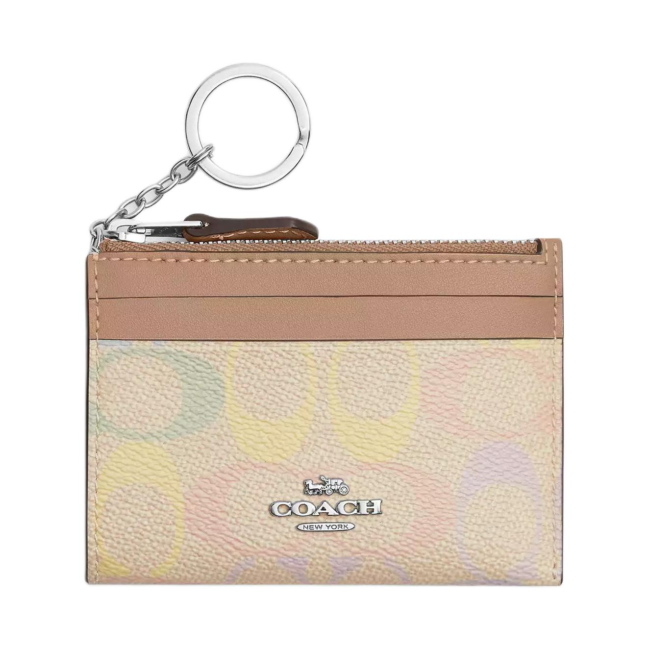 

Coach Skinny Id Case Zip Top Switch Signature Coated Canvas Faux Leather Card Holder Mini Women Card Holder Multicolor CDF92-SVSAS Multicolor