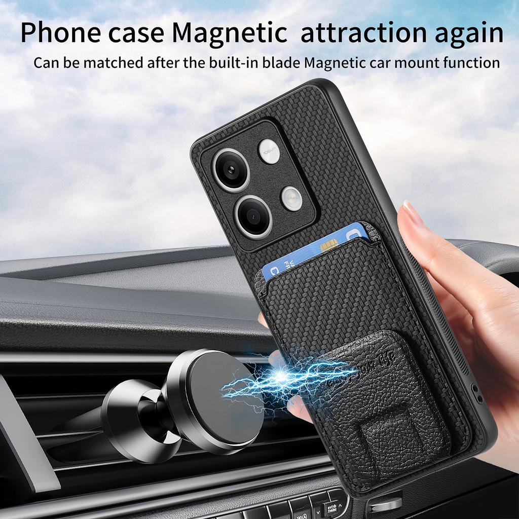 C1-11 for Xiaomi Redmi Note 13 5G Case Carbon Fiber Texture Leather Coated TPU Card Slot Phone Cover