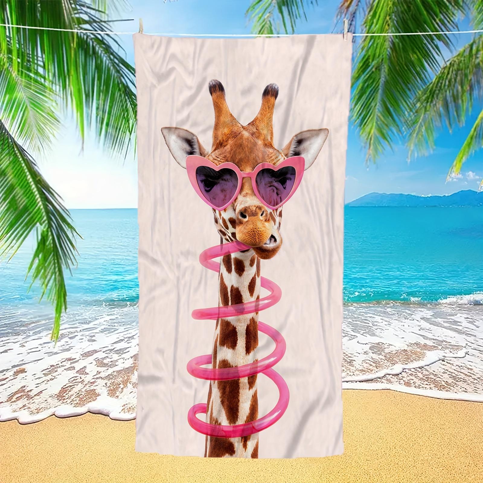 

Whimsical Giraffe Print Beach Towel, Ultra Absorbent Quick-Dry Sand-Free for Camping Outdoor Beach W30*H60(CM)