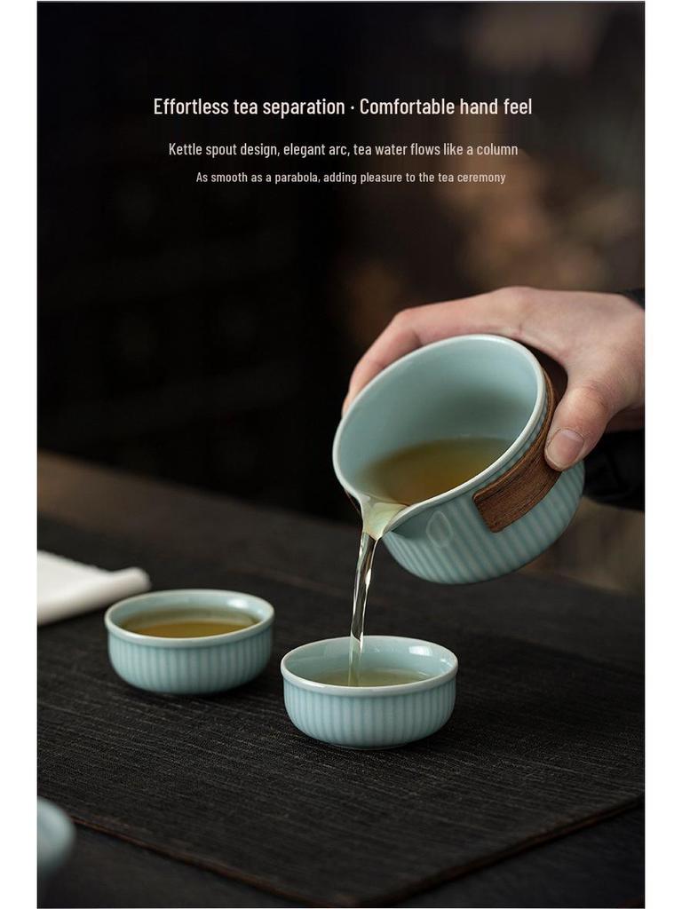 Five Great Kilns Portable Travel Tea Set: One Pot and Two Ceramic Cups Souvenir Gift