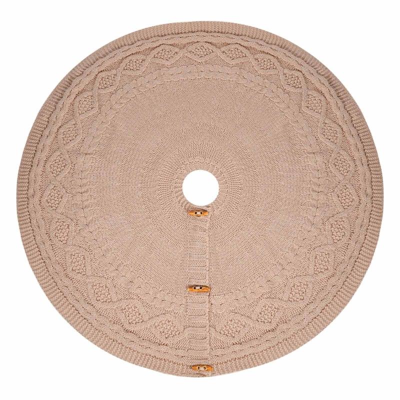 Elegant Knitted Christmas Tree Floor Cover122cm Diameter with Secure Fastening X3UC
