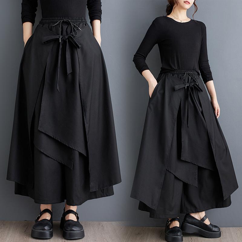 Dimanaf Spring Plus Size Women Wide Leg Pants High Waist Basic Pants Elastic Loose Casual Trousers Black Pants