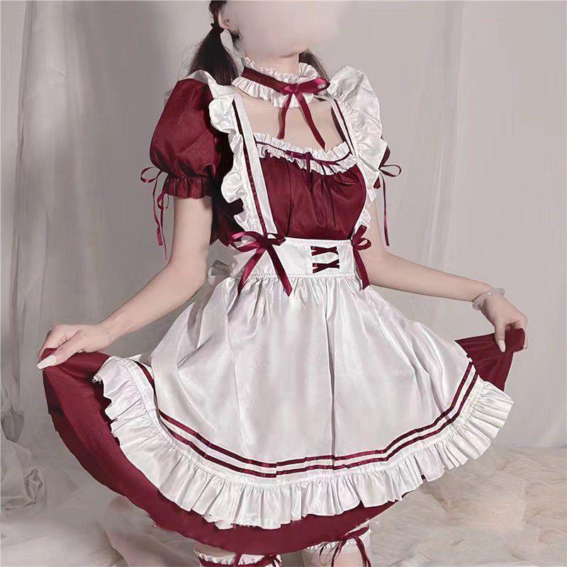 Lolita Maid Women Japanese Cute Sweet Dress Coffee Shop Cosplay Girl Suit Dress