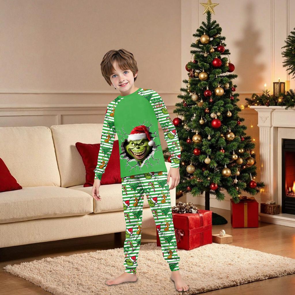 Family Matching Print Sets Pajamas Loungewear Outfits Family Matching Long Sleeve Tops+Pants Set