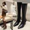 Women New Pointed Toe High Heels Long Boots Spring 2025 Shoes Woman Knee-high Booties Side Zipper PU Leather Botas Female Shoes
