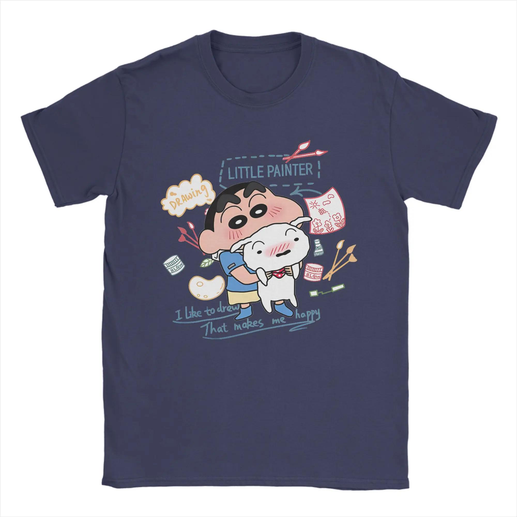 

Мужская футболка Crayon Shin-Chan, футболка с японским мультяшным винтажным принтом, футболка с коротким рукавом и круглым вырезом, 100% хлопок, с принтом, топы 4XL