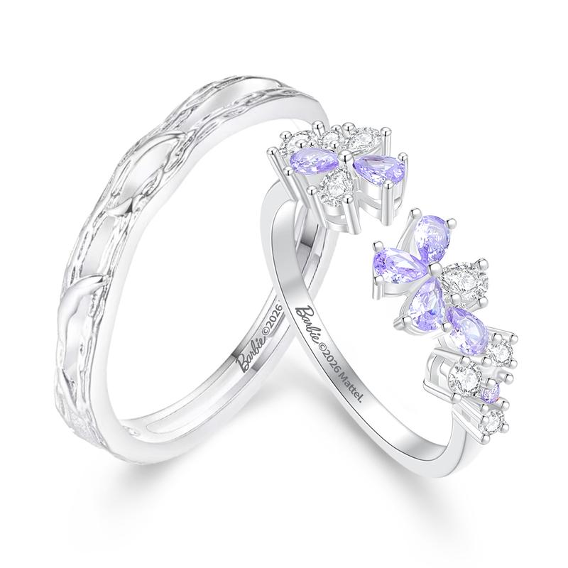 Barbie ring [ Crystal* Explosive] Full Diamond Wisteria Flower Nine Purple Fire Purple Butterfly Lucky Four-leaf Clover High-end TX2604031 фиолетовый