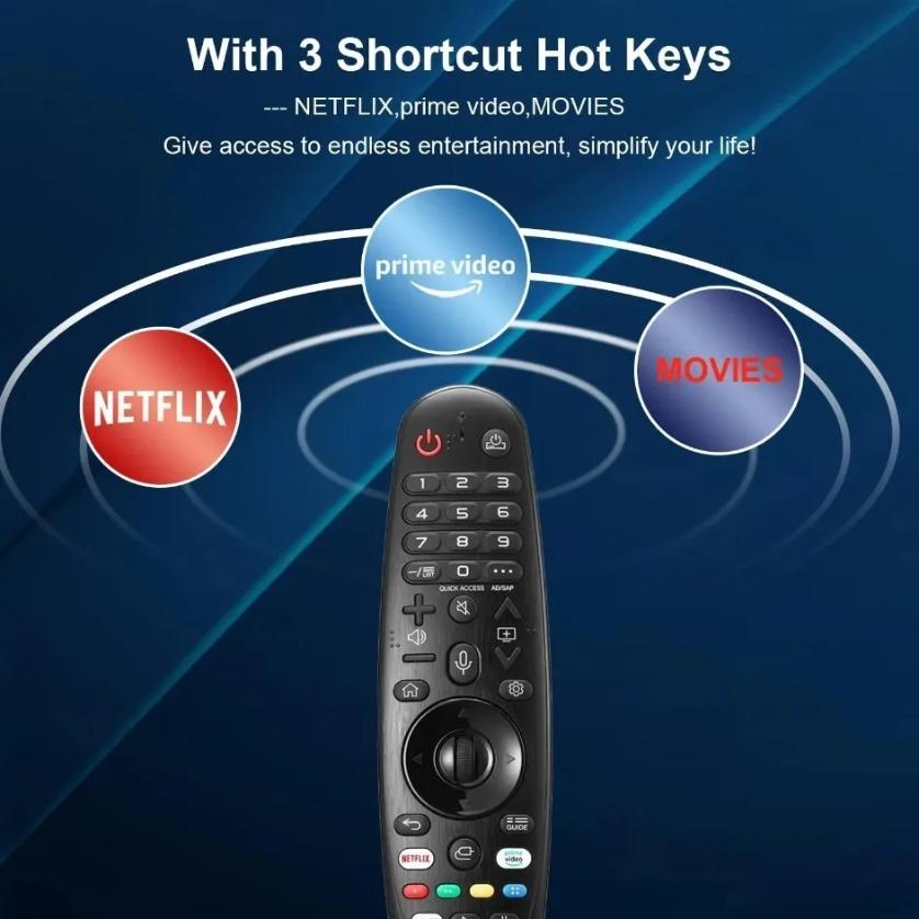 For LG Magic Remote Voice Air Mouse AN-MR20GA Replacement AKB75855501 Smart TV Control Netflix Prime Black