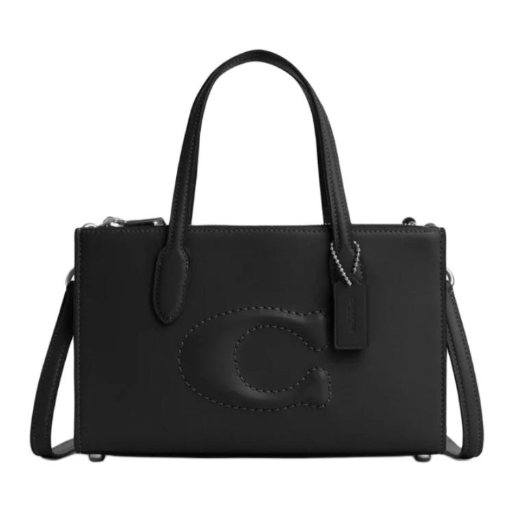 

Coach 25 Nina Embossed Logo Leather Shoulder Crossbody Handbag Small Women handbags Black CW492-SVBK Basic Set (Bag+Dust Bag)