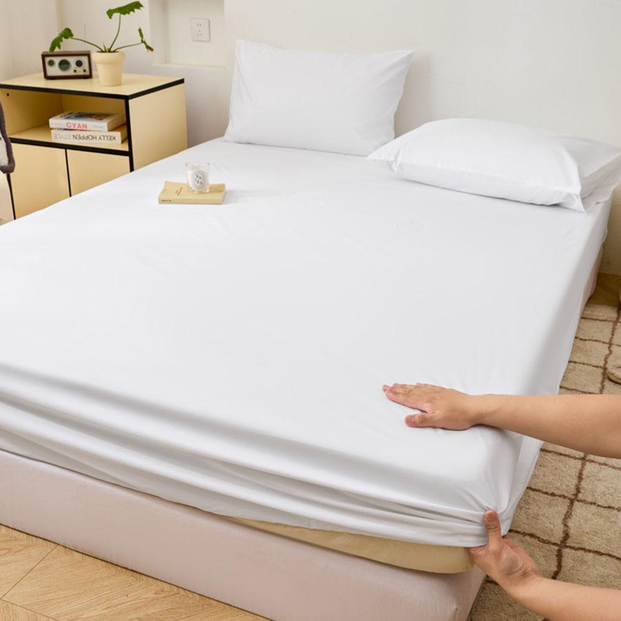 1pc Waterproof Mattress Protector Breathable Mattress Cover Anti-mite Anti-bacterial Fitted Bed Sheet (No Pillowcase)