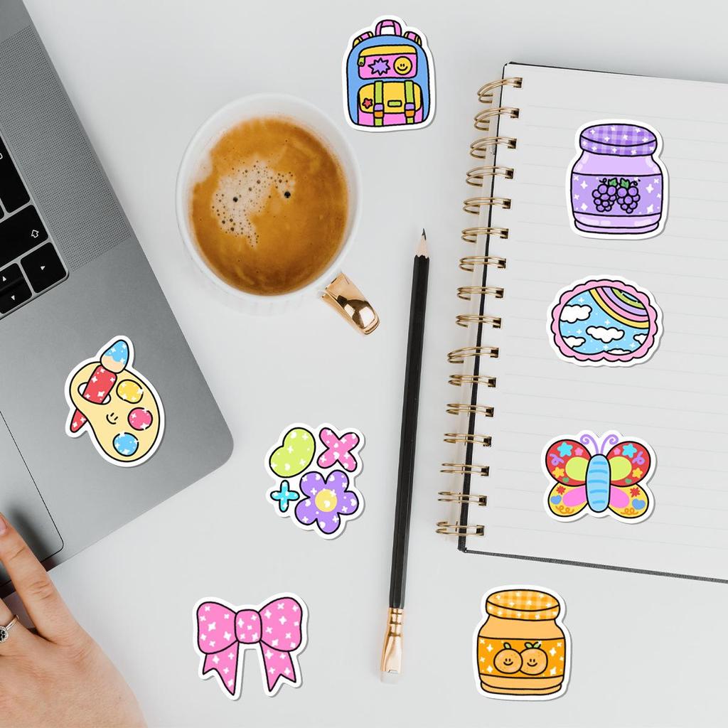 50 Sparkly Expression Doodle Stickers - Waterproof Decorative Art for Phone & Computer