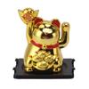 2in Solar Powered Waving Arm Lucky Cat Ornament Welcoming Waving Hand Wealth Fortune Cat Gold