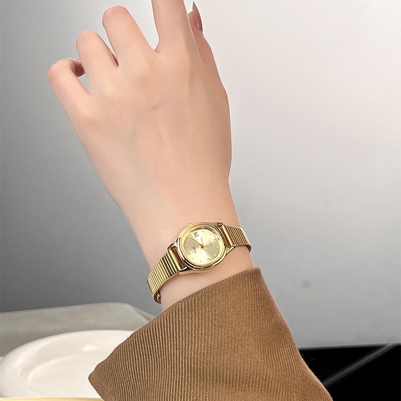 Niche High-End Calendar Women'S Watch, Small Student Exquisite Light Luxury High-Value Waterproof Quartz Watch