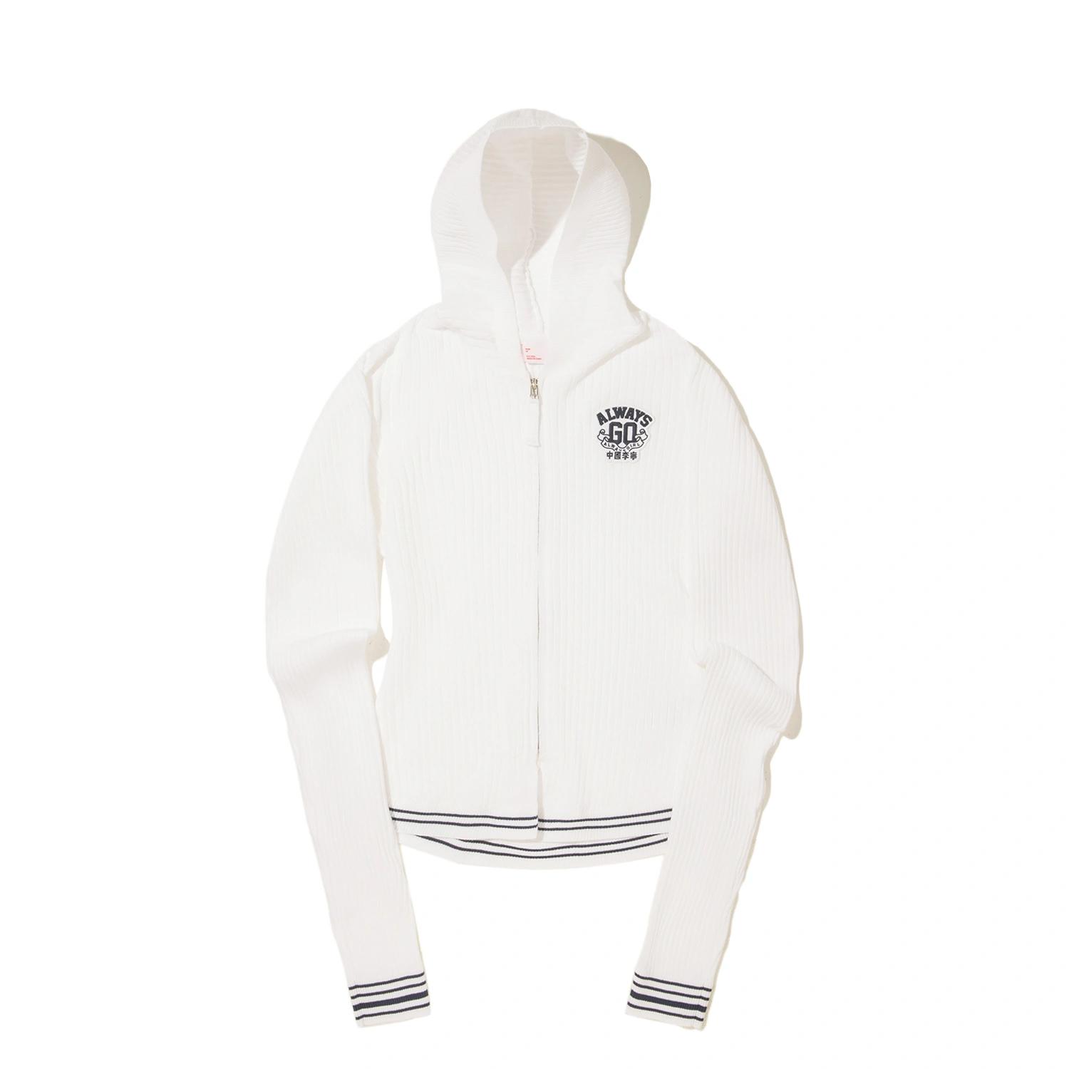 Li Ning Hooded Ribbed Full Zip Cardigan Women tops AMBV338-1 S